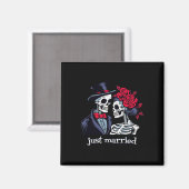 Rozen Skeleton Bride en Groom Skeleton Halloween Magneet (Voorkant / Achterkant)