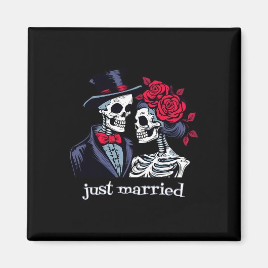 Rozen Skeleton Bride en Groom Skeleton Halloween Magneet (Voorkant)