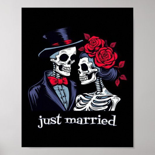 Rozen Skeleton Bride en Groom Skeleton Halloween Poster (Voorkant)