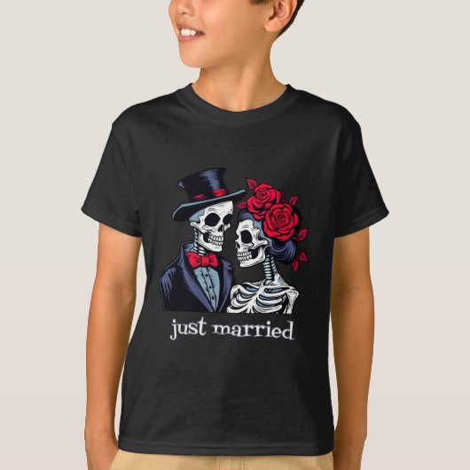 Rozen Skeleton Bride en Groom Skeleton Halloween T-shirt (Voorkant)