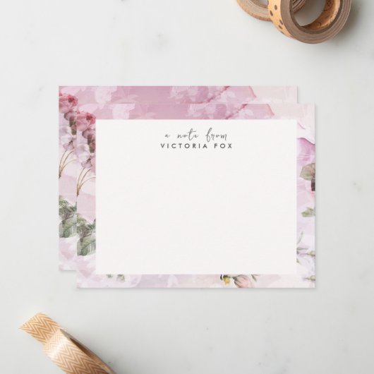   Rozen Speciaal Papier Notitiekaartje (Voorkant / Achterkant in situ)