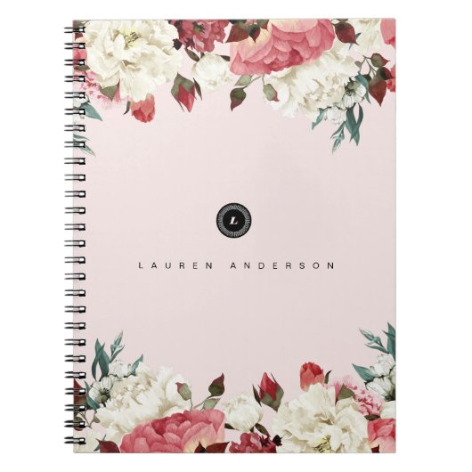 Rozen Spiral Monogram Journal-notebook Notitieboek (Voorkant)