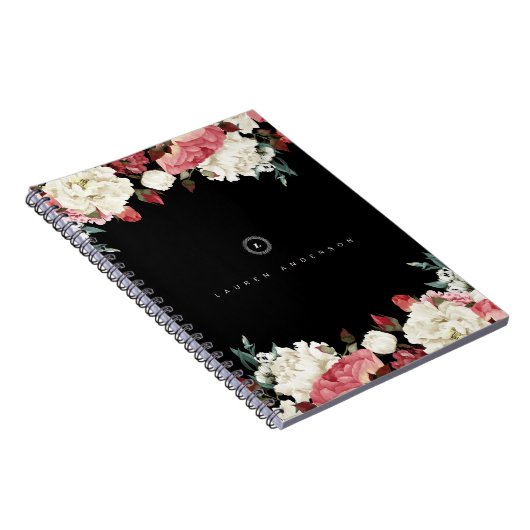 Rozen Spiral Monogram Journal-notebook Notitieboek (Rechterzijde)