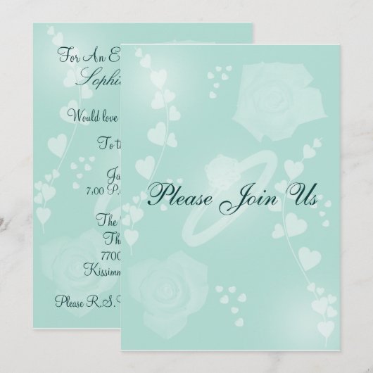 Rozen Spring Fresh Verloving Invitation Kaart (Voorkant / Achterkant)