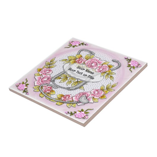 Rozen stethoscoop tegeltje (Zijkant)