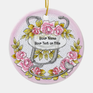 Rozen Stethoscoop verpleegster ornament