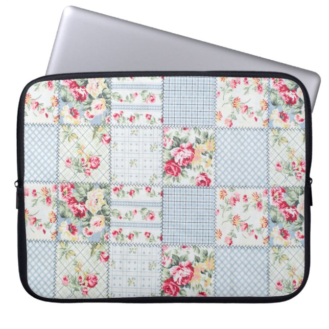 Rozen stof: Elegant achtergrondontwerp Laptop Sleeve (Voorkant)
