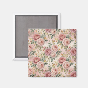 Rozen Stof Roos Elegante Charme Salie Groen Goud Magneet