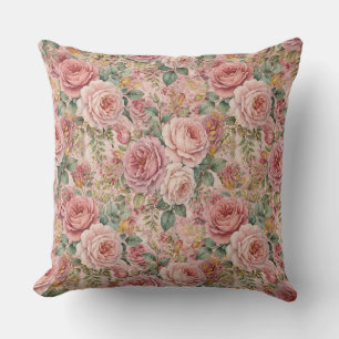 Rozen Stof Roze Salie Groen Goud Landelijke Charme Kussen