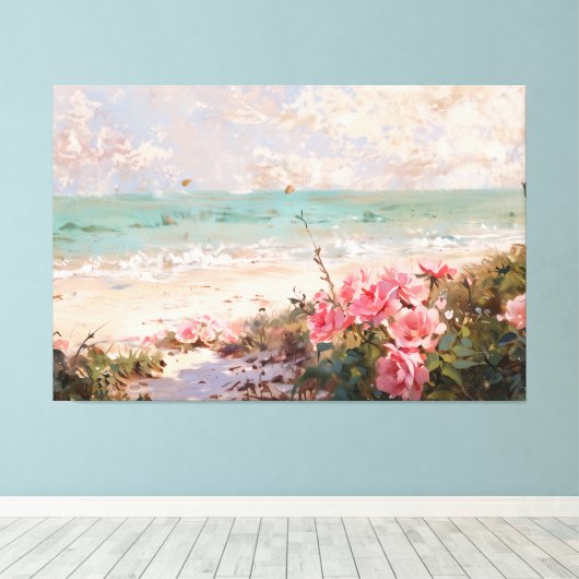 *~* Rozen Strandschelpen TV2 Stretched Canvas Prin (Insitu (Houten vloer))