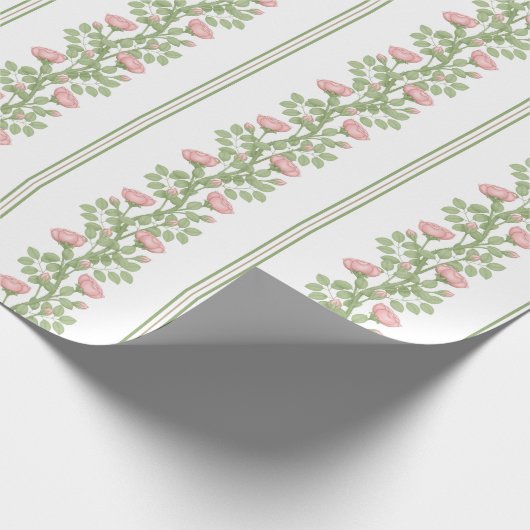 Rozen & strepen op wit cadeaupapier (Hoek)