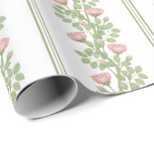 Rozen & strepen op wit cadeaupapier (Rol Hoek)