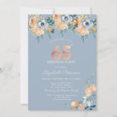 Rozen String Lights Dusty Blue 65th Verjaardag Kaart (Voorkant)