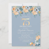 Rozen String Lights Dusty Blue 75th Verjaardag Kaart (Voorkant)