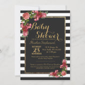 Rozen Stripes en Gold Baby Shower-uitvindingen Kaart (Voorkant)