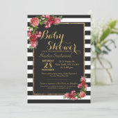 Rozen Stripes en Gold Baby Shower-uitvindingen Kaart (Staand voorkant)