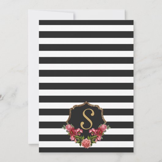 Rozen Stripes en Gold Graduation Party Invitation Kaart (Achterkant)