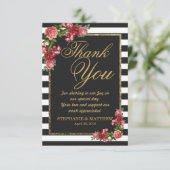 Rozen Stripes en Gold Hartelijk dank Bedankkaart (Staand voorkant)