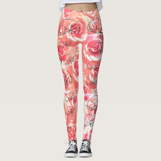 Rozen, teckel hond all-over-print Leggings (Voorkant)