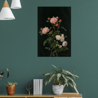  Rozen tegen zwarte achtergrond Poster