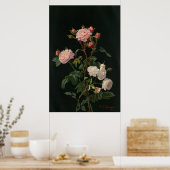  Rozen tegen zwarte achtergrond Poster (Keuken)