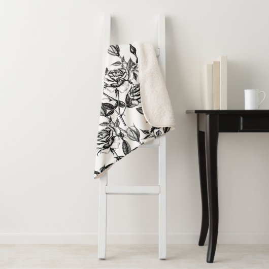 Rozen tekenen sherpa deken (In situ)