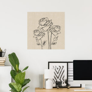 Rozen Tekening Canvas Bloem Poster