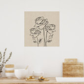 Rozen Tekening Canvas Bloem Poster (Keuken)