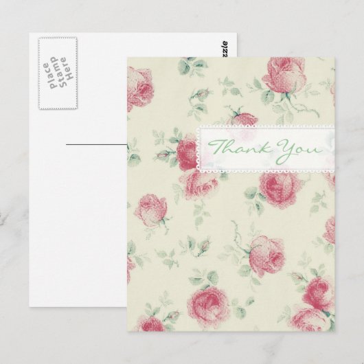  rozen textuur - Dank u Briefkaart (Voorkant / Achterkant)