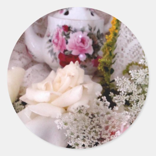 Rozen & Theepot afdichtingen Ronde Sticker (Voorkant)