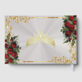 Rozen, Tiara & Gouden Bladeren - Parelwit Gastenboek (Achterkant)