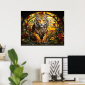 *~* Rozen TIGER 5:4 AP68 Fantasy Glas in lood Poster (Thuiskantoor)
