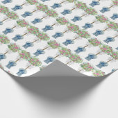 Rozen Topiary Blue en White Ginger Jar Cadeaupapier (Hoek)