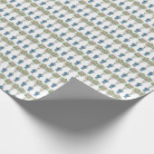 Rozen Topiary Blue en White Ginger Jar Cadeaupapier (Hoek)