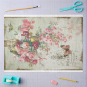 Rozen Traînantes Pink Roses & Birds Decoupage Tissuepapier (Craft)