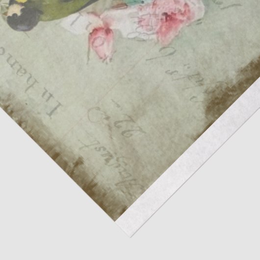 Rozen Traînantes Pink Roses & Birds Decoupage Tissuepapier (Detail)