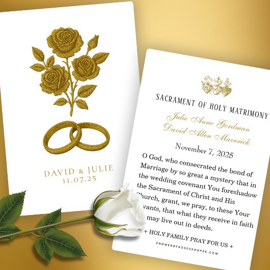 Rozen & Trouwbanden Catholic Prayer Keepsake Visitekaartje