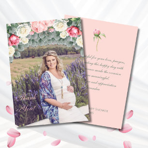 Rozen Tuin Baby shower Foto Dank u kaart