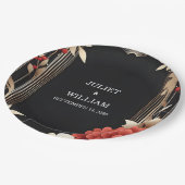 Rozen Tuin Diamond Rood Zwart En Goud Bruiloft Papieren Bordje (Gekanteld)