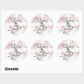 Rozen Tuin Elegante Bloemige Bruiloftsmonogram Ronde Sticker (Vel)