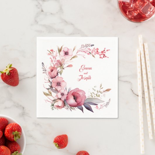 Rozen tuin: gepersonaliseerde bruiloft servetten (Insitu)