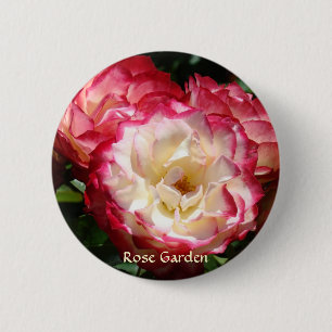 ROZEN TUIN KNOP geschenken Roze Witte Rozen Bloeme Ronde Button 5,7 Cm