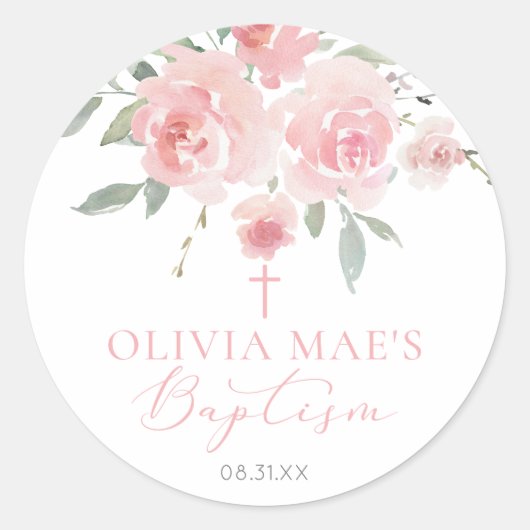 Rozen Tuin Meisje Boho Doop Ronde Sticker (Voorkant)