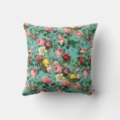  rozen tuin op blauwgroen achtergrond kussen (Achterkant)