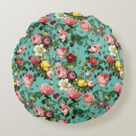 rozen tuin op blauwgroen achtergrond rond kussen