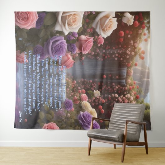 Rozen Tuin Waterval De Floriografie Gepersonalisee Wandkleed (In Situ (horizontaal))