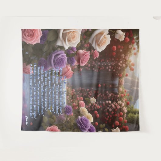 Rozen Tuin Waterval De Floriografie Gepersonalisee Wandkleed (Voorkant (horizontaal))