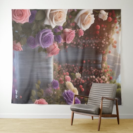 Rozen Tuin Waterval De Floriografie Gepersonalisee Wandkleed (In Situ (horizontaal))