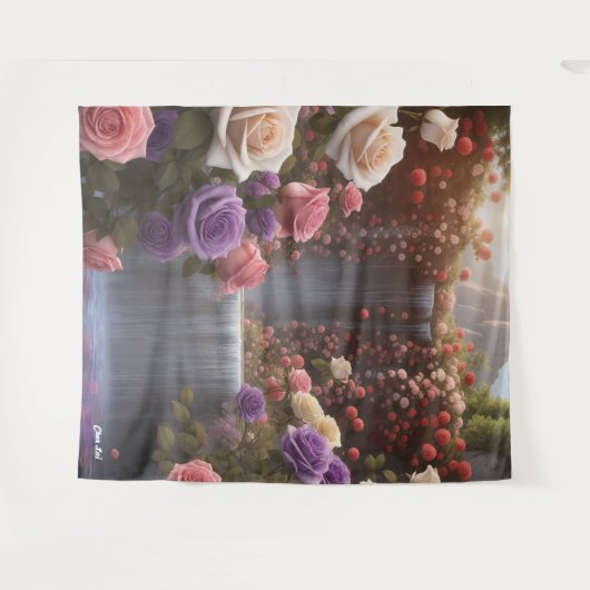 Rozen Tuin Waterval De Floriografie Gepersonalisee Wandkleed (Voorkant (horizontaal))
