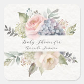 Rozen Tuin Zoete Vlinder Roze Baby Meisje Shower Vierkante Sticker (Voorkant)